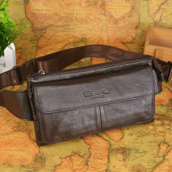 

Men Genuine Leather Waist Bag Fashion Crossbody Bags Chest Bag Travel Belt Mobile Phone Pouch Fanny Pack For Male Shoulder Bags