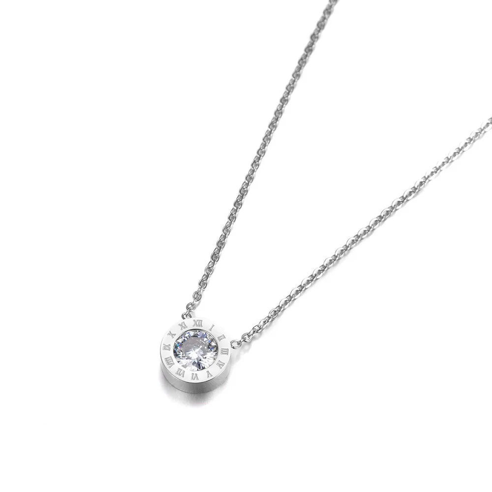 Roman Numerals Cubic Zirconia Jewelry Sets Pendant Necklace Earrings Ring For Wedding Bands Titanium Steel jewelry sets jewelry set