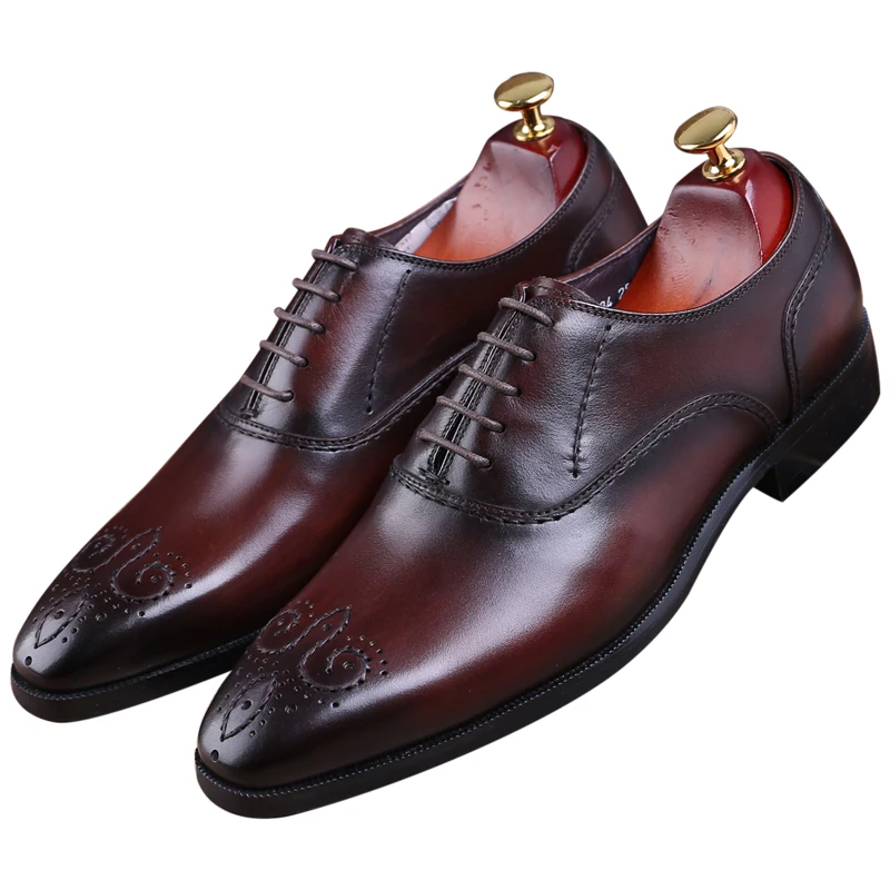 

CLORISRUO Goodyear Welt shoes black / brown tan oxfords mens wedding shoes genuine leather business shoes mens dress shoes