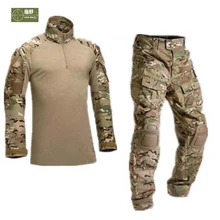 HANWILD человек тактический фонарь для охоты армии Военная камуфляжная форма армейские брюки тренировочные наколенники износостойкая рубашка+ штаны S19