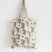 YILE хлопковая холщовая хозяйственная сумка-тоут через плечо сумка для переноски экологический многоразовый мешок с принтом птицы в клетку с цветочным рисунком L052