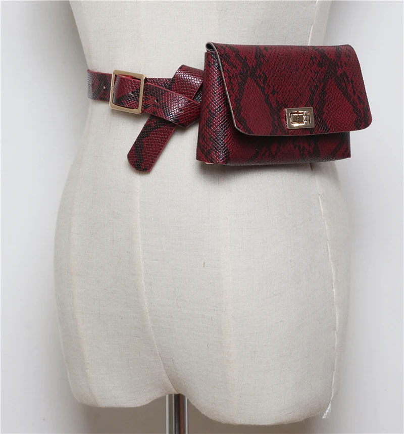 2019 летняя новая Женская поясная сумка на пояс Сумка для путешествий Хип Бум сумка женский маленький Змеиный кожаный кошелек