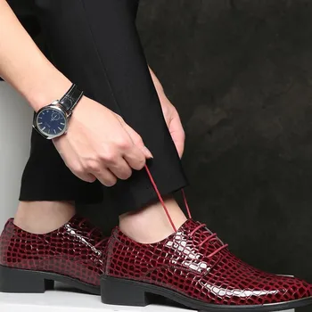 

Big Size 38-48 Stone Grain Mens patent Leather Shoes Men Suit Shoes British Style Banquet Oxfords Mens pointed toe Dress Shoes