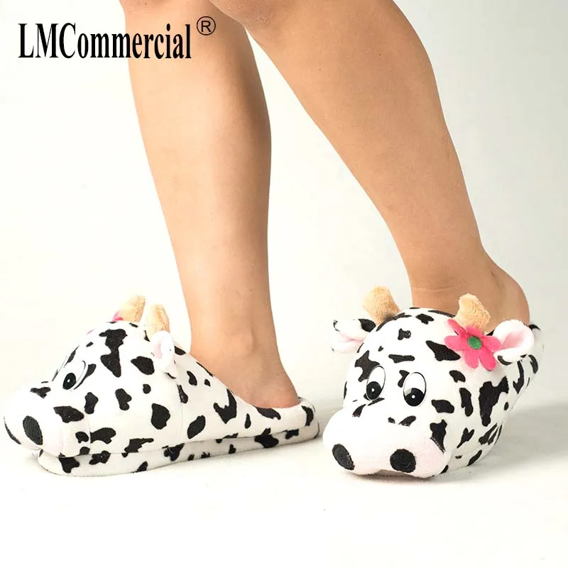 Men&Women Indoor Soft Shoes cow Slippers Winter Warm Cotton Plush Special custom Slipper Cartoon Slipper floor lovers shoes