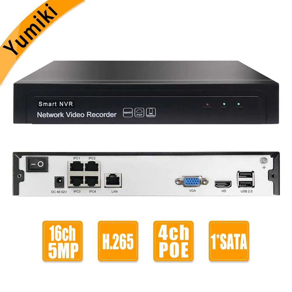  16CH 5MP 4ch-POE 1 SATA NVR H.265+/H.265/H.264 CCTV 1080P DVR Network Video Recorder Onvif 2.6 IP C - 32966587370