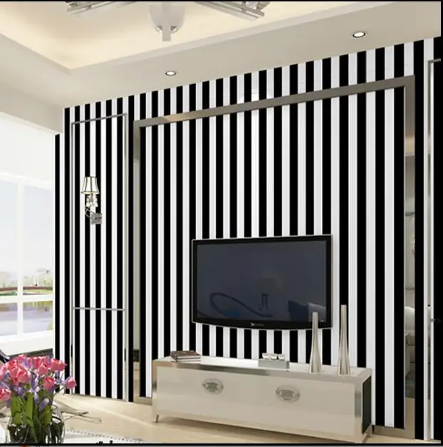 Black and white striped waterproof wallpaper self - adhesive wall stickers bedroom living room background wall paper PVC-43