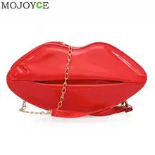 Женский красный клатч губы Сумка Высокое качество дамы из искусственной кожи цепи Сумка Bolsa вечерняя сумка губы форма кошелек