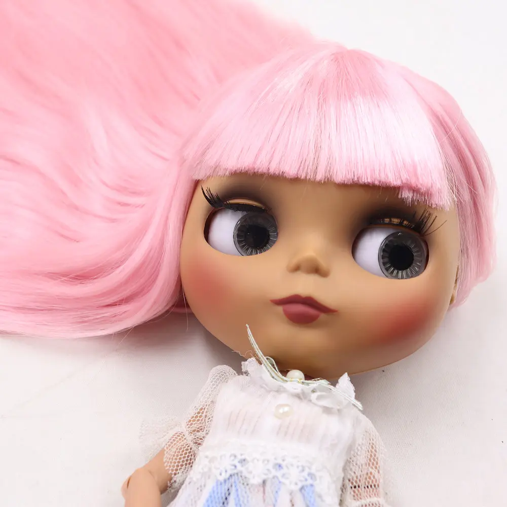 Ледяной обнаженный Blyth Кукла № BL6022 розовые волосы суставы тела черная кожа матовое лицо 1/6 BJD