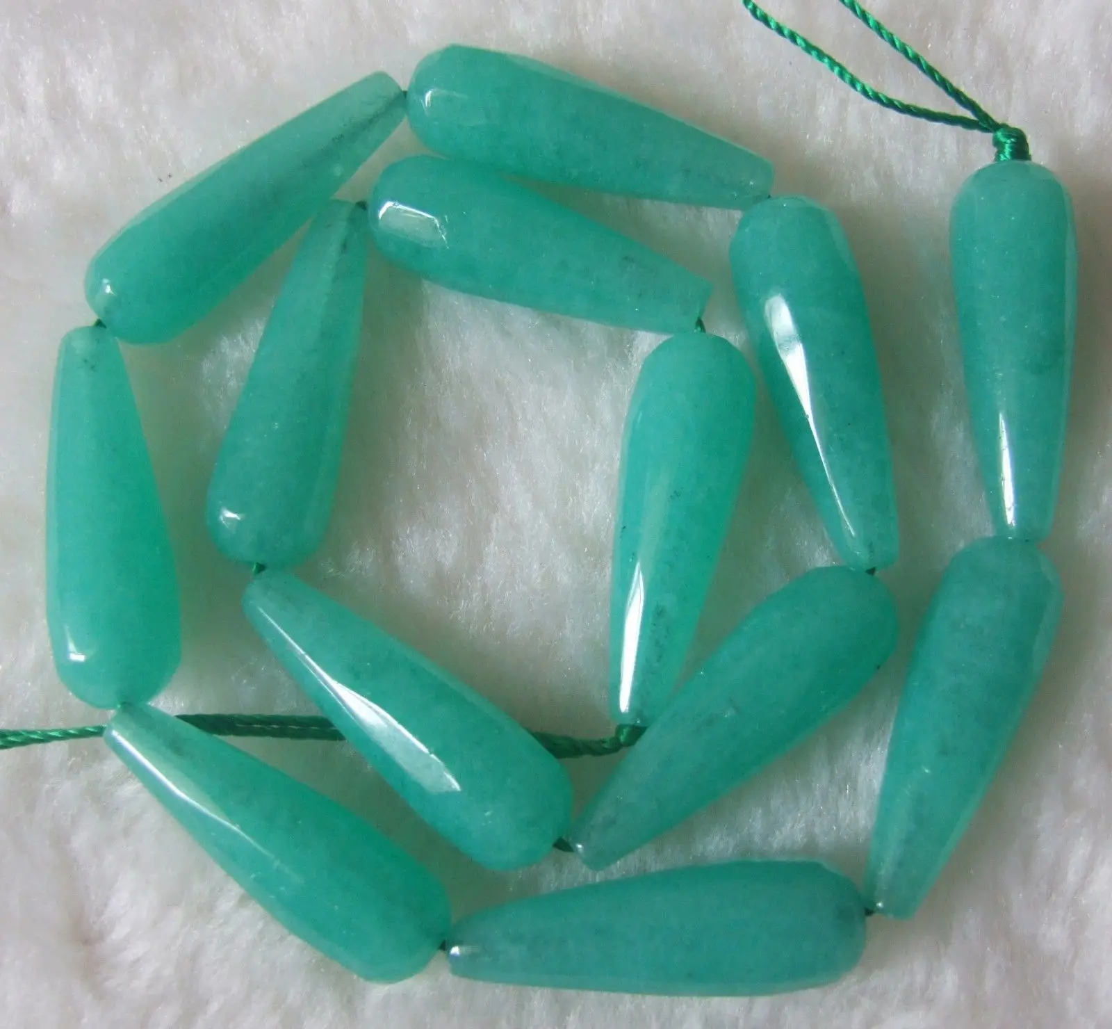 10x30mm Green Jade Faceted Teardrop Loose Beads 15.5"in Beads from