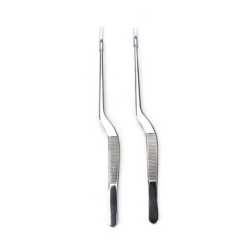 Medical Use 1Pc Dental Oral Stainless Steel Curved Tweezer Ear Nose