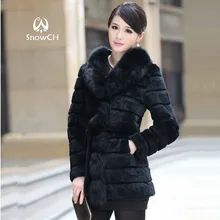 Реального меха кролика пальто женские развивающий коврик для ползания кроличий мех пальто с меховым воротником индивидуальные большие размеры F103