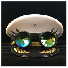 Ретро стимпанк для женщин и мужчин военная шляпа Германия полицейский Козырек Кепка армейская шляпа Шестерня очки кортический шлем полиции Размер S M L XL XXL