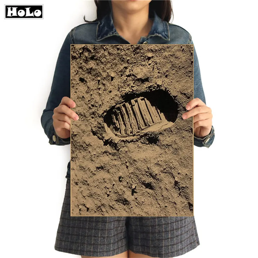 

Vintage Moon human footprints Posters paper decorative painting wall sticker cafe bar pub print picture 42x30cm GGB066