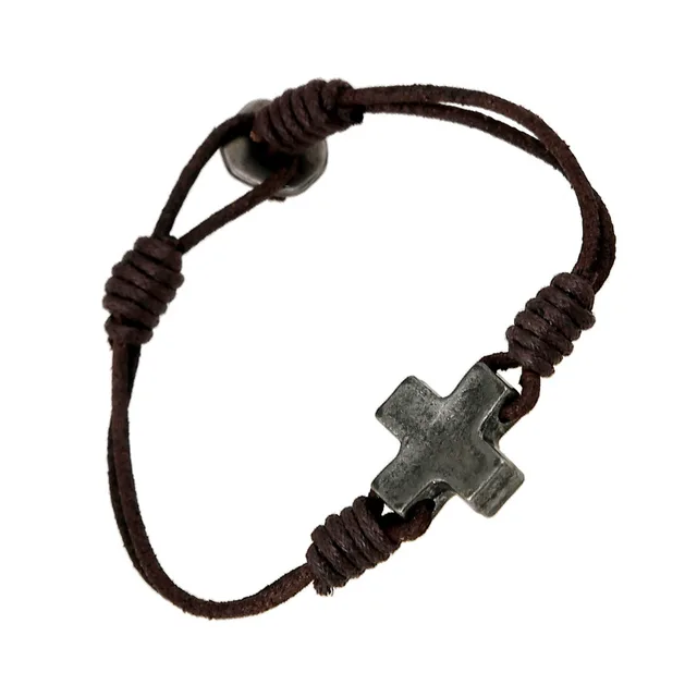 Er 2017 Simple Sideways Leather Cross Bracelet Men Braided Wax Rope Er 2017 Simple Sideways Leather Cross Bracelet Men Braided Wax Rope Women Fashion Religious