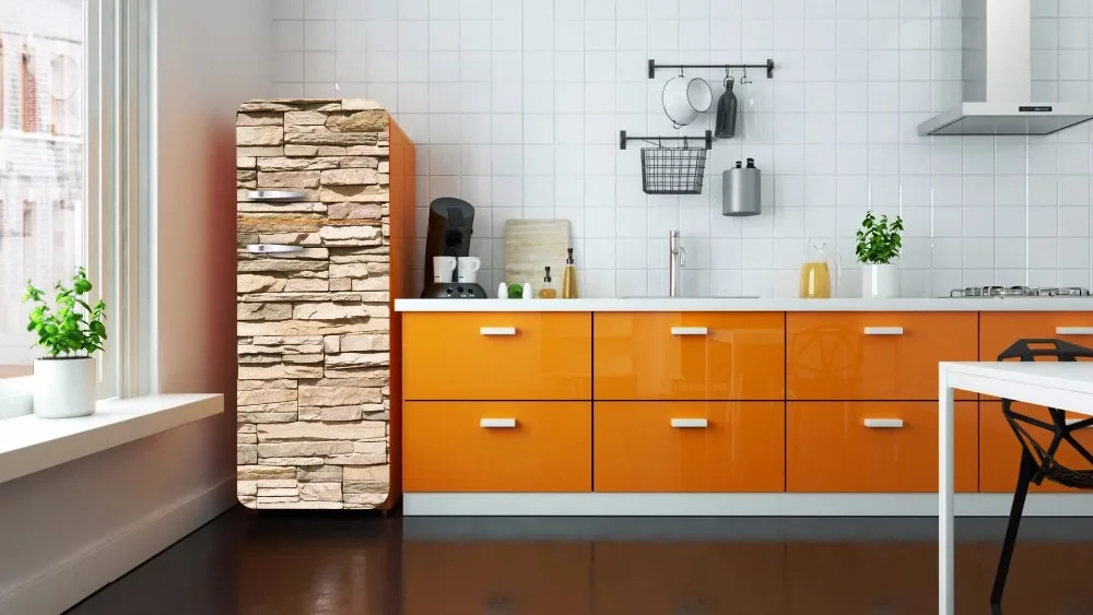 DIY Кирпичи дизайн Водонепроницаемый самоклеющаяся наклейка на холодильник крышка двери обои наклейки на стену