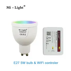 GU10 5 Вт RGBW лампы 85-265 В LED milight RGB лампы прожектор Беспроводной Wi-Fi пульт дистанционного управления коробка для вечеринки Освещение