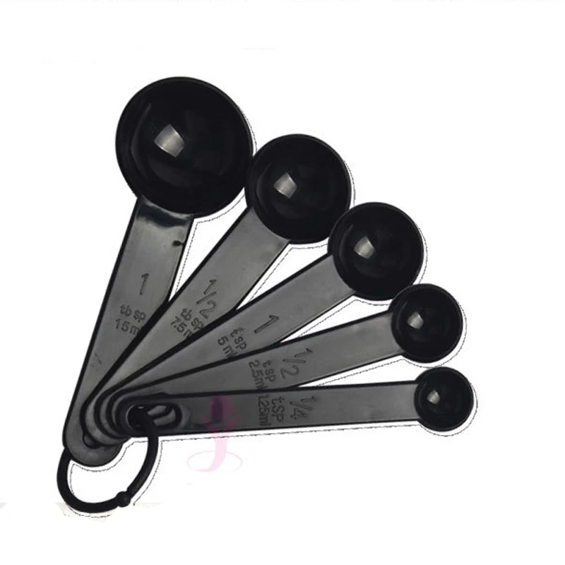 

5 sets 5 size black of kitchen spoon thickened quality food grade baking tools section measuring spoon Mini Set