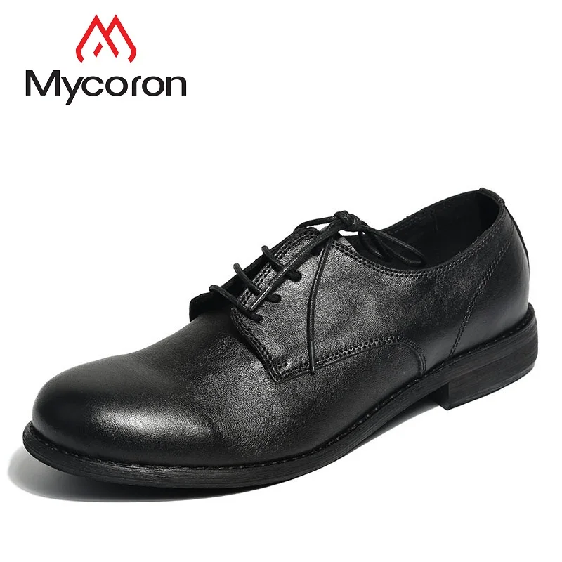 

MYCORON Business New Fashion Wedding Dress Shoes Men Leather Boots Lace Up Men Oxfords Shoes Chaussures Hommes En Cuir