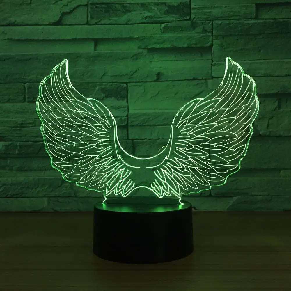 Ночник светодиодный 3d светильник Angel Wings с Usb 7 цветов|Ночники| |