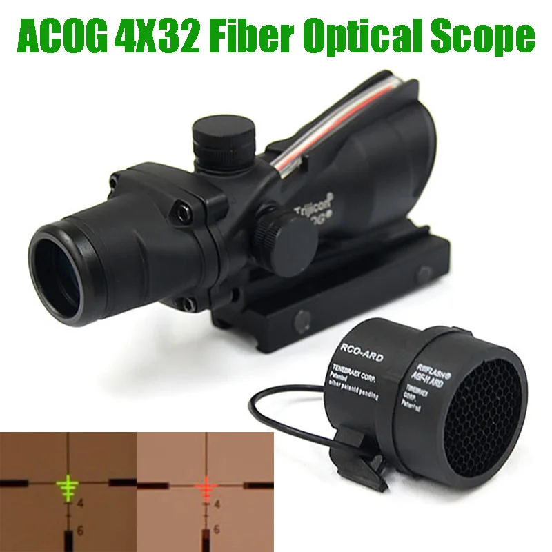 ACOG 4x32 волоконный источник красный или зеленый прицел с подсветкой тактические
