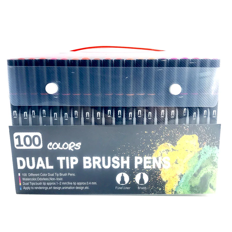 

100 PCS Colors Art Markers Pens Brush and Fineliner Watercolor Drawing Painting Pens for Coloring Manga Calligraphy Stationery