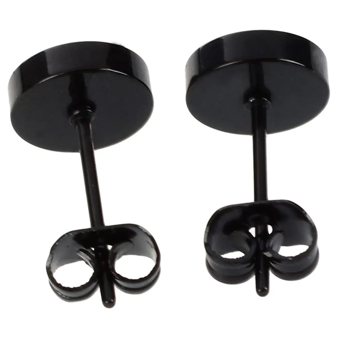 Stainless Steel Stud Earrings Plug Earrings Earhooks Black 7mmin Stud