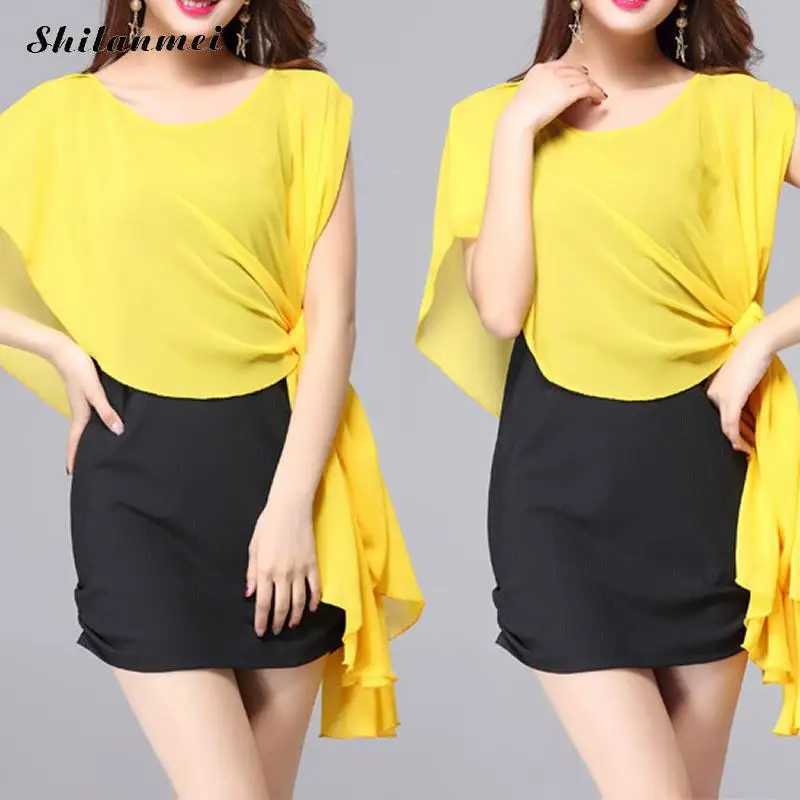 

Color Contrast Package Hip Dresses 2019 Summer Short Sleeve Patchwork Bandage Dress Elegant Office Lady Work Business Dress Suit