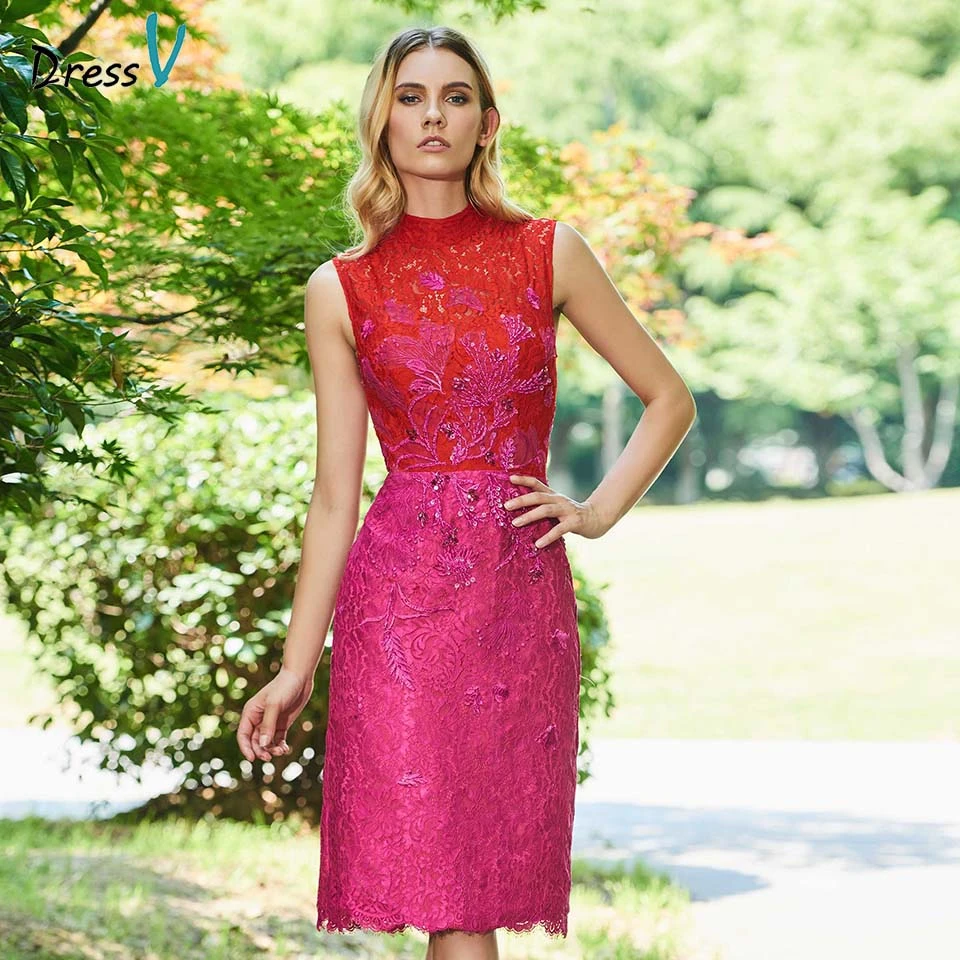 high neck sleeveless cocktail dress