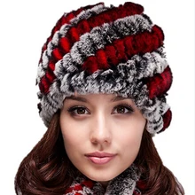 Высокое качество вязаный Настоящий мех кролика шапка-Кепка ручной работы вязаная полосатый ананас шляпа 8 цветов