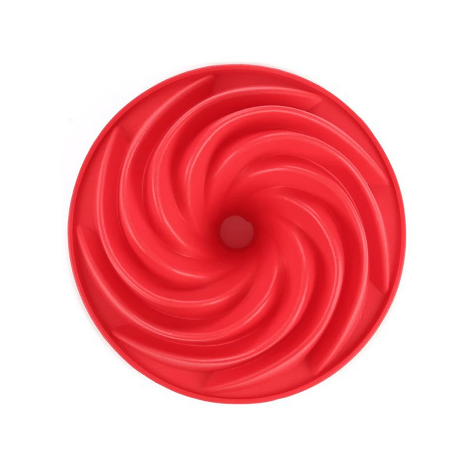 Large Spiral Shape Food Grade Silicone Bundt Cake Mold Pan 3d Fluted Cake Mould Form Bread Bakery Baking Tools Bakeware