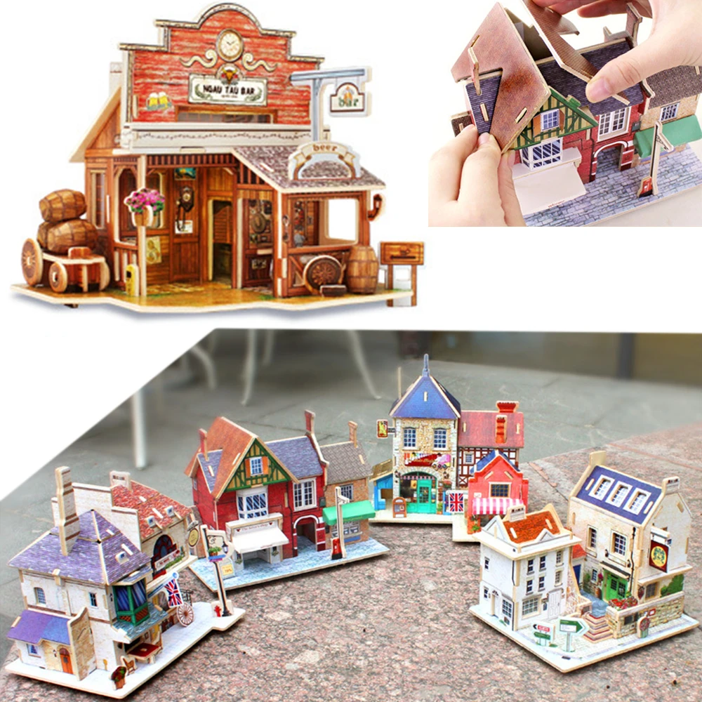 Деревянный пазл креативный набор Ландшафтный обучающий образовательный архитектурные игрушки для детей 100% нетоксичный 3D