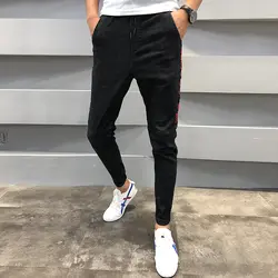 Большие размеры джинсы мужские осень зима Slim Fit повседневные джинсы мужские s брюки уличная мода хип-хоп буквы джинсы Джоггеры мужские