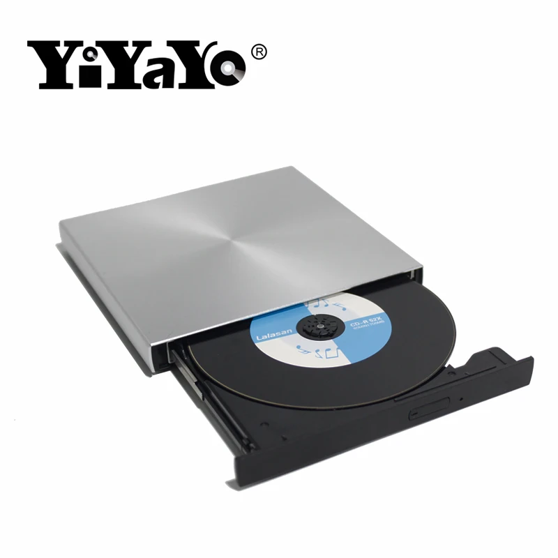 YiYaYo USB 3.0 Aluminum Alloy External DVD Burner CD Player Portatil Slim Silver New Model of Optical Drive For Laptop Recorder