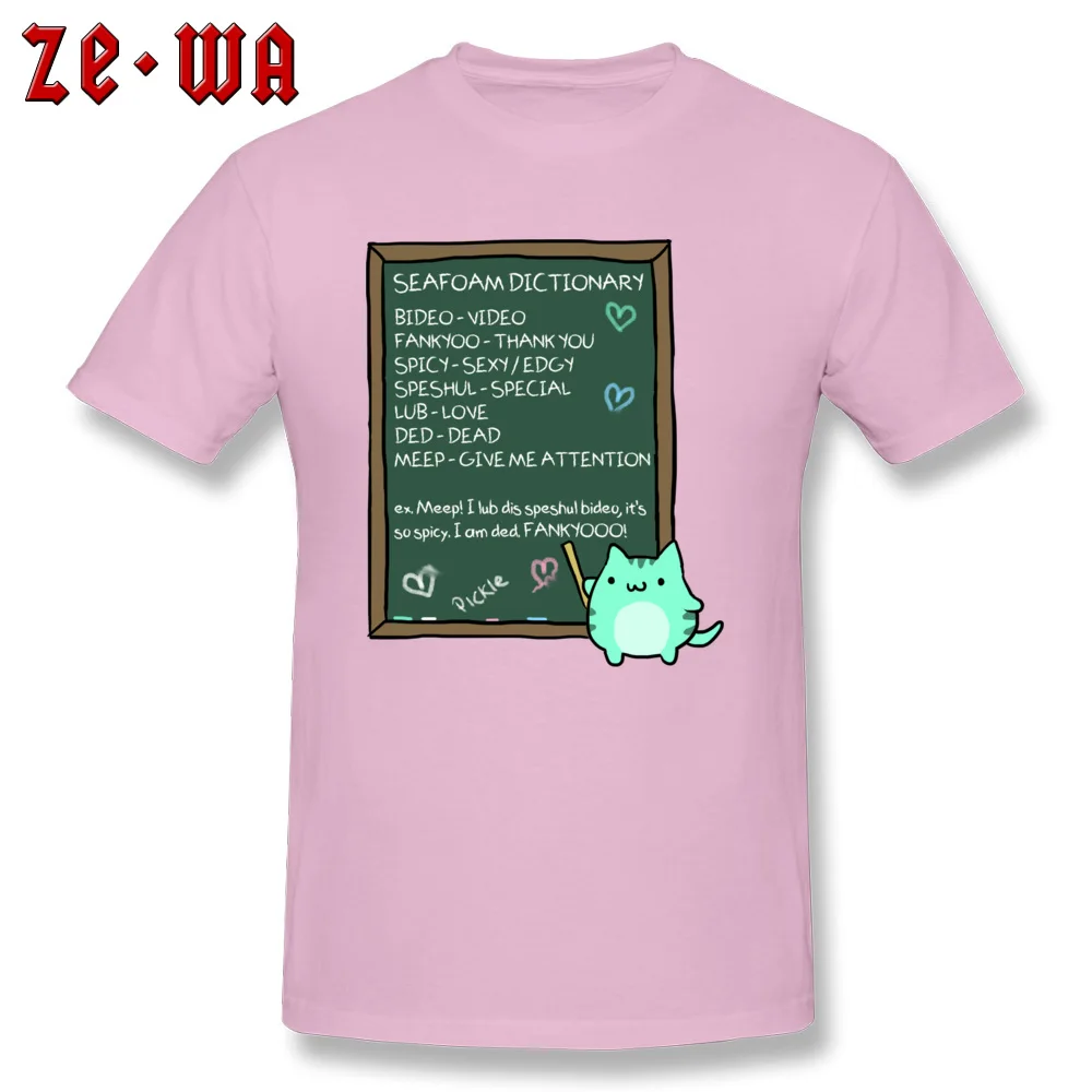 High Quality Men T Shirts Seafoam Dictionary Design Tops & Tees 100% Cotton Fabric Short Sleeve Europe T Shirt Crew Neck Seafoam Dictionary pink