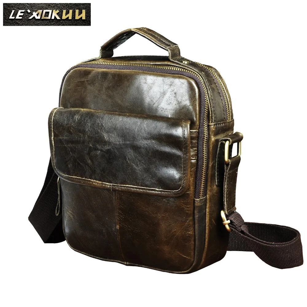 Leather Male Casual Design School Shoulder Messenger Crossbody bag Fashion Student Tote Satchel ...
