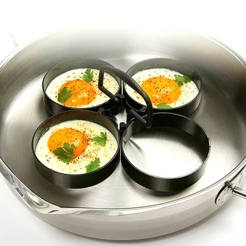 

4 Pcs Black Egg Ring Nonstick Egg/Pancake Rings 4 Piece Set