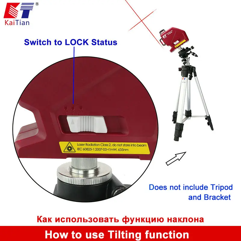 Kaitian 3D лазерный уровень 12 линий самонивелирующийся горизонтальный и вертикальный супер мощный прецизионный красный лазер 360 Кронштейн может использовать приемник