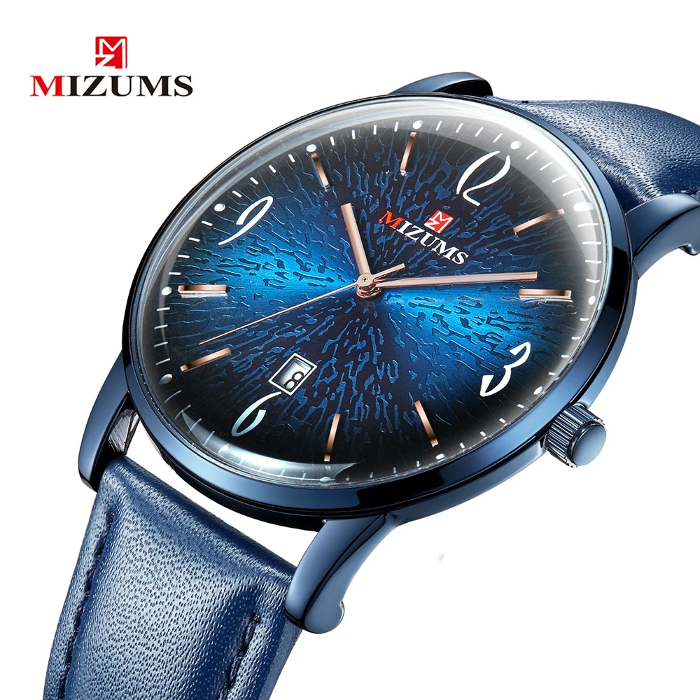 mizums Mens business Watches Top Brand Luxury soft leather Men Watch Waterproof Sport Watch Men Male Clock Man Wristwatch silver gold steel case creative design (8)