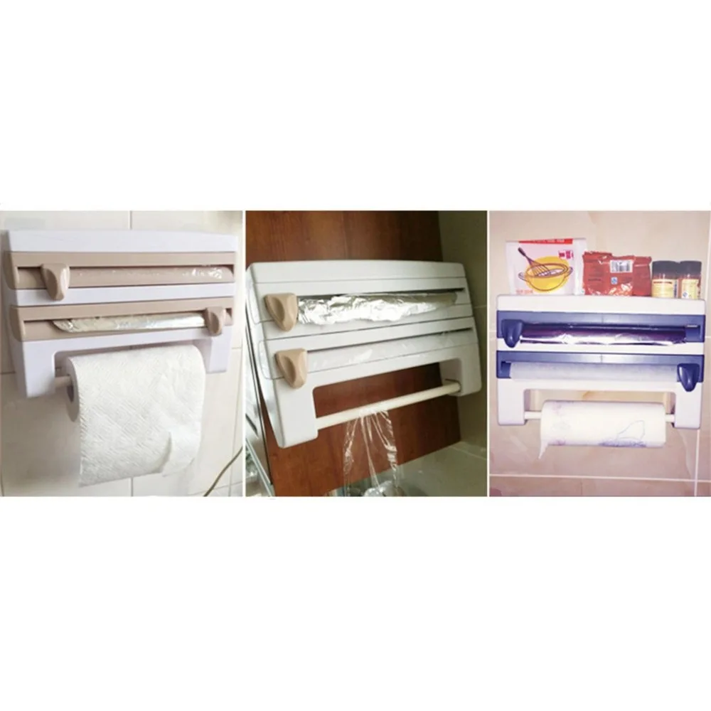 Портативный кухонный стеллаж для хранения пленки для соуса, контейнер, держатель для бумажных полотенец с режущими лезвиями, товары для дома, кухни