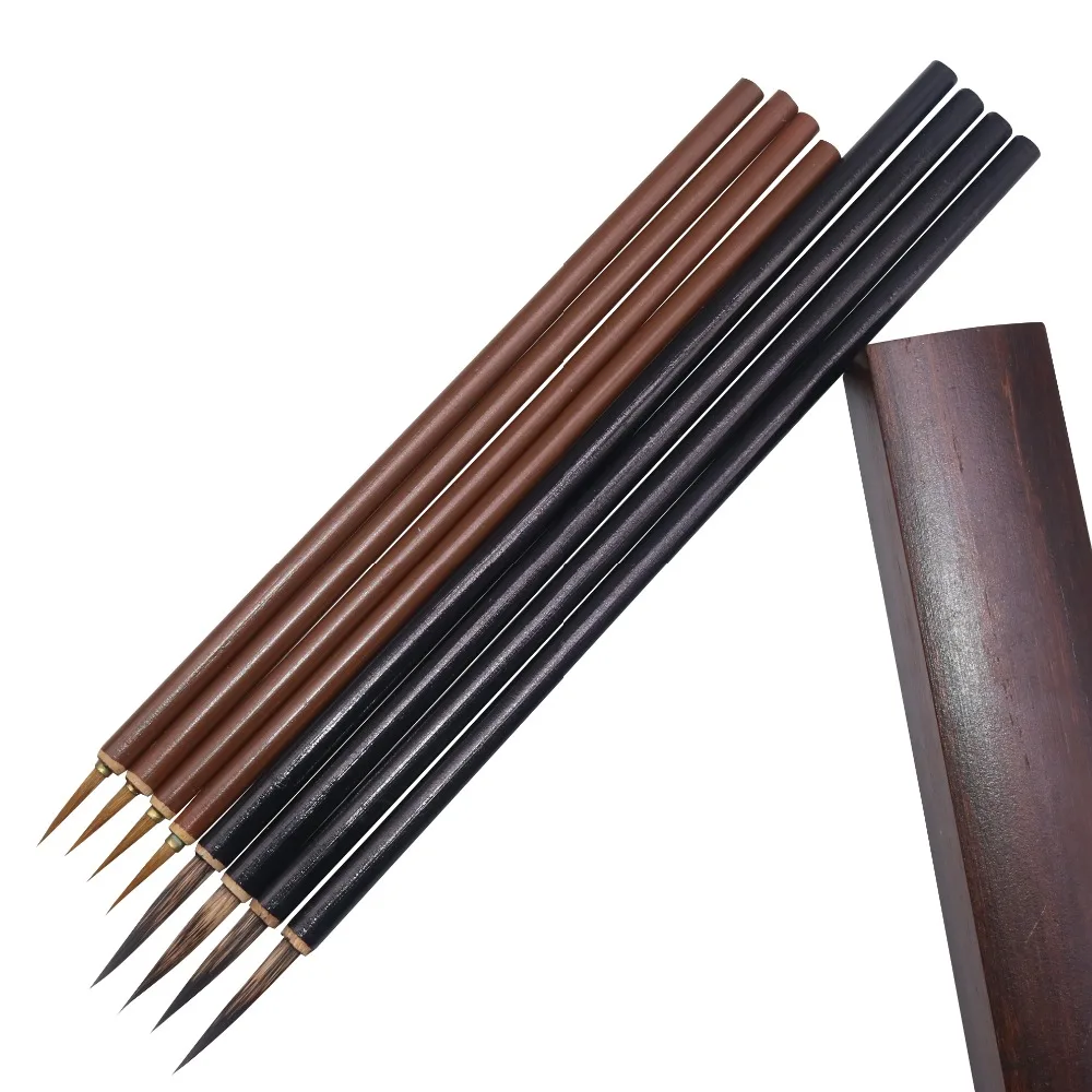 5 Pcs Brown Black Large Hook Line Pen Watercolor Brush Chinese Calligraphy Artist Art Student Learning Stationery Painting Tool
