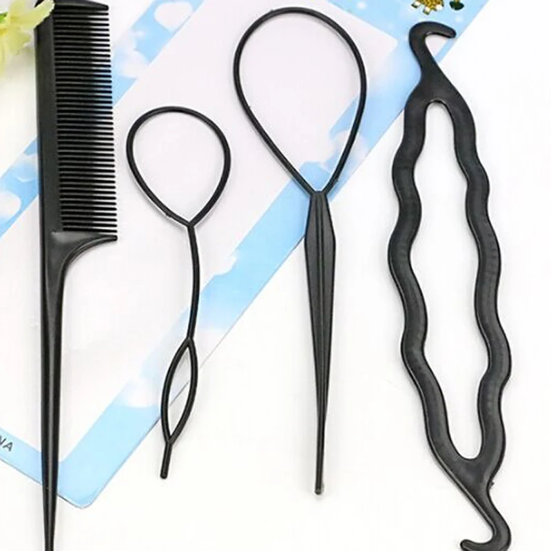 4Pcs Magic Hair Styling Accessories Set Braiders Hair Pin Bun Roller Maker Hair Braiding Twist Curler Styling Tool Hairpin Hold