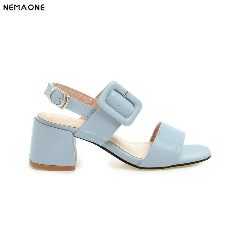 

NEMAONE women summer shoes ladies sandals sexy high heel sandals party women buckle sandals blue pink large size 34-43