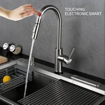 

Touch Inductive Kitchen Faucets 360 Rotation Pull Out Handle Faucet Mixer Kitchen Hot Cold Water Mixer Tap Torneira Da Cozinha