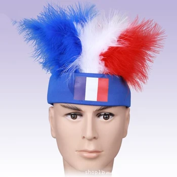 

20pcs/lot Russia football Football Game fans feather wig for France football fans football match party wig free shipping