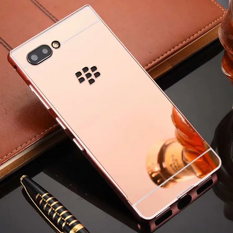 Модные Роскошные зеркальные чехлы из розового золота для Blackberry Key 2, алюминиевая металлическая рамка, задняя крышка для Blackberry Key2 KEY TWO - Цвет: Rose Gold