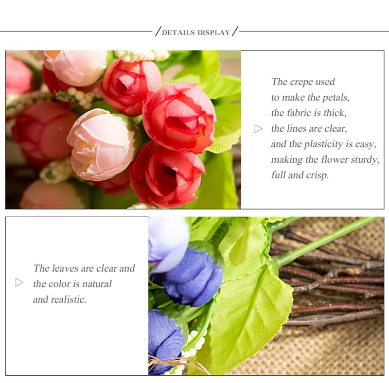 Flone Flower Artificial Flower Mini Rose Simulation Rose Home Spring Decoration For Wedding Party Small Roses Bouquet Decorative (31)