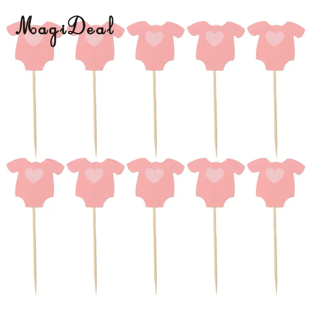 MagiDeal 10 Pcs/Lot Baby Clothes Cupcake Topper Cake Picks Kids Boy Girls Baby Shower Birthday Party Cake Decoration