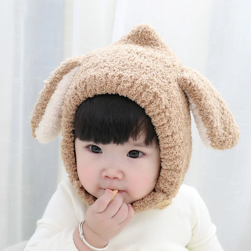 Velvet Cartoon Baby Hat Rabbit Ears Kids Beanie Hat Baby Boys Girls Photography Props First Birthday Gift Warm Baby Hat Winter (6)