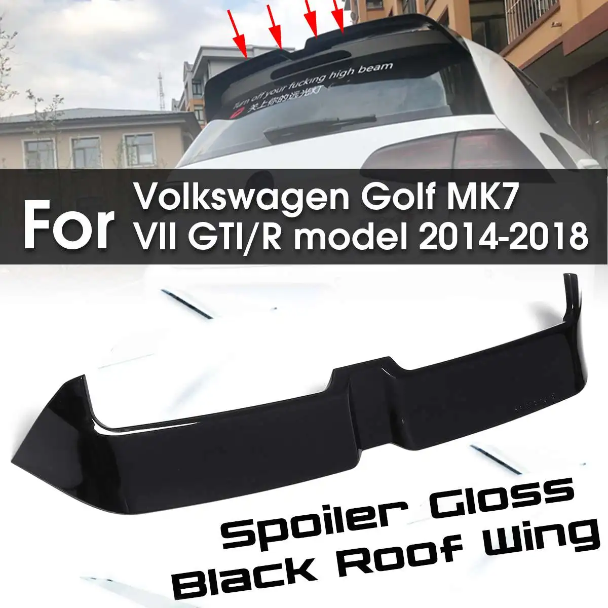 

Gloss Black Rear Trunk Roof Wing Spoiler For Volkswagen Golf MK7 VII GTI/R model 2014-2018 Style Window Tail Wings