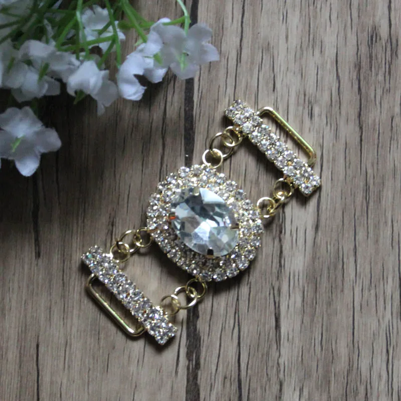 

Free Shipping 40pcs/lot 2.4'' Rhinestone Connector Shoe Buckle Apparel Buckle Bikini Connector Headband Connector LSRC026